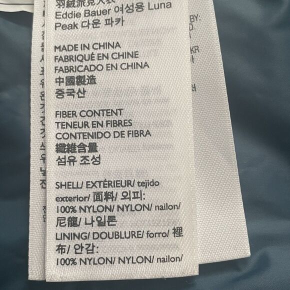 Eddie Bauer EB550 Luna Peak Down Parka Hooded Puffer Teal Coat Women's M Nylon - Picture 14 of 16